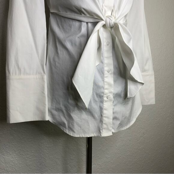 WHBM white button down tie front top size 0 - Picture 5 of 14